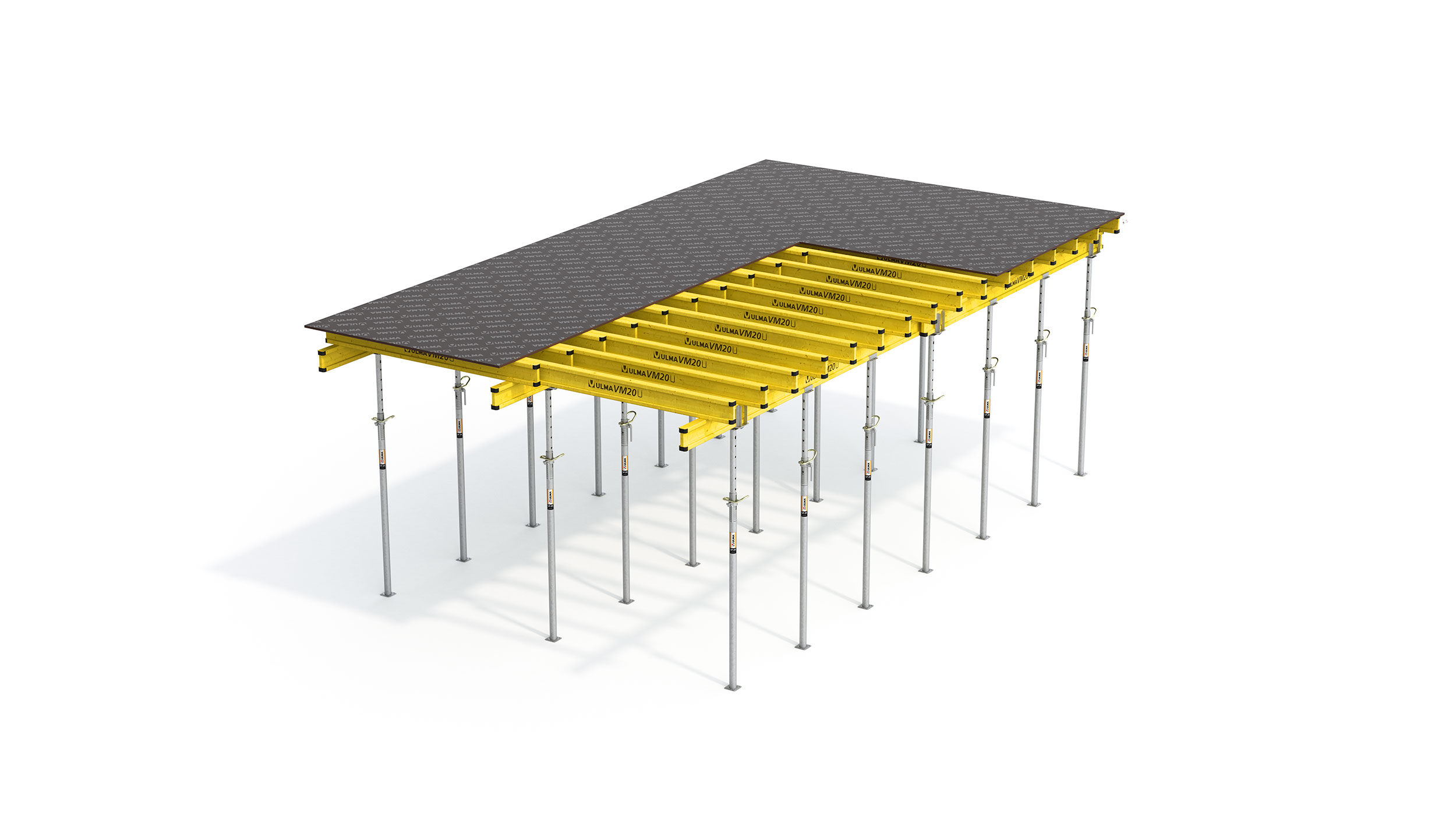 Sistema de encofrado de vigas de madera muy versátil. Adaptable a losas de diferentes geometrías, de montaje fácil y simple. Componentes reducidos.