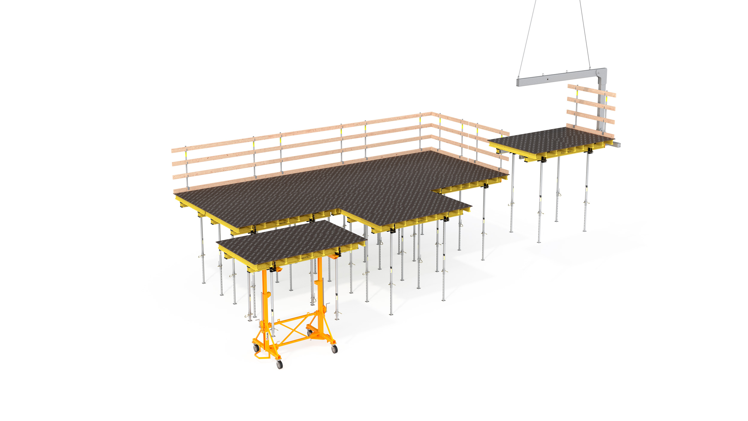 Encofrado de mesa para grandes losas de geometría regular, de gran efectividad. Apropiado para edificación.
Características a destacar: Agiliza los ritmos de trabajo, proporciona seguridad y excelentes acabados de concreto